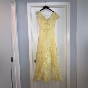 Vintage Lorrie Dev Yellow Ruffled Women's Dress